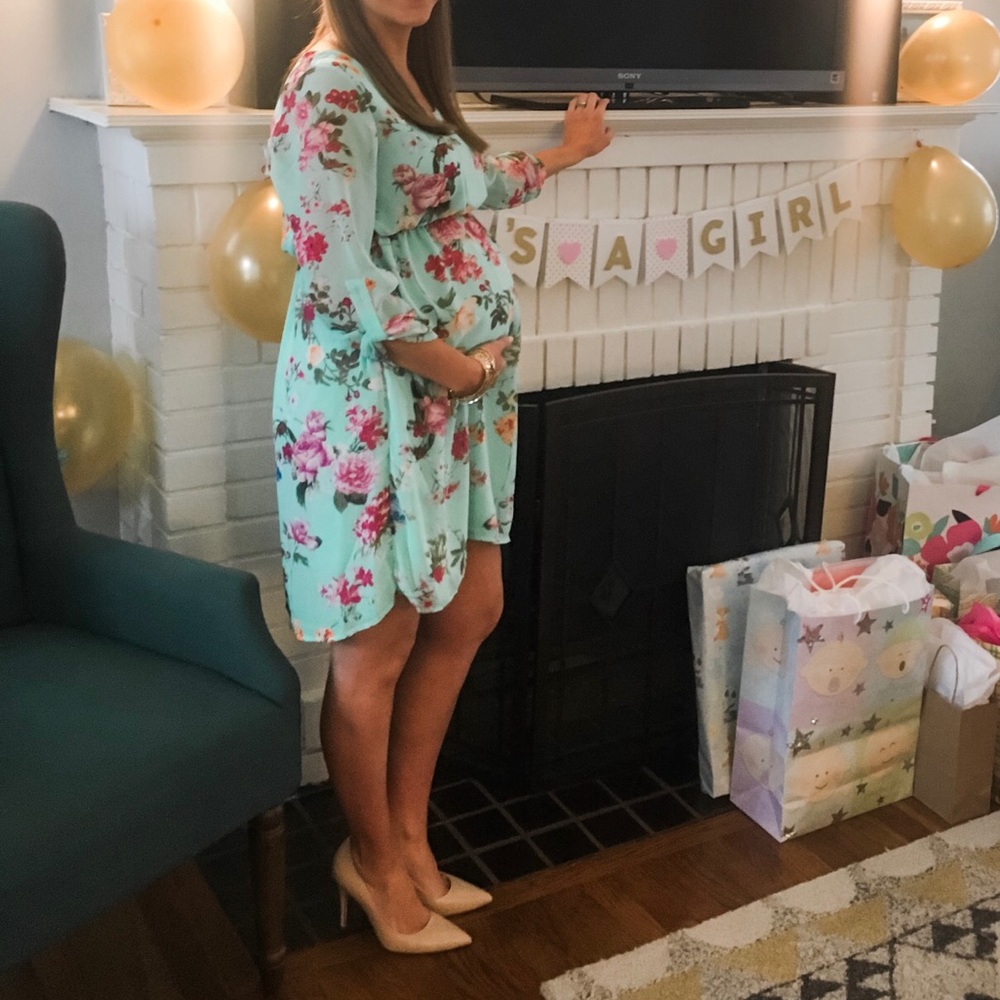 Pinkblush Mint Floral Maternity Dress